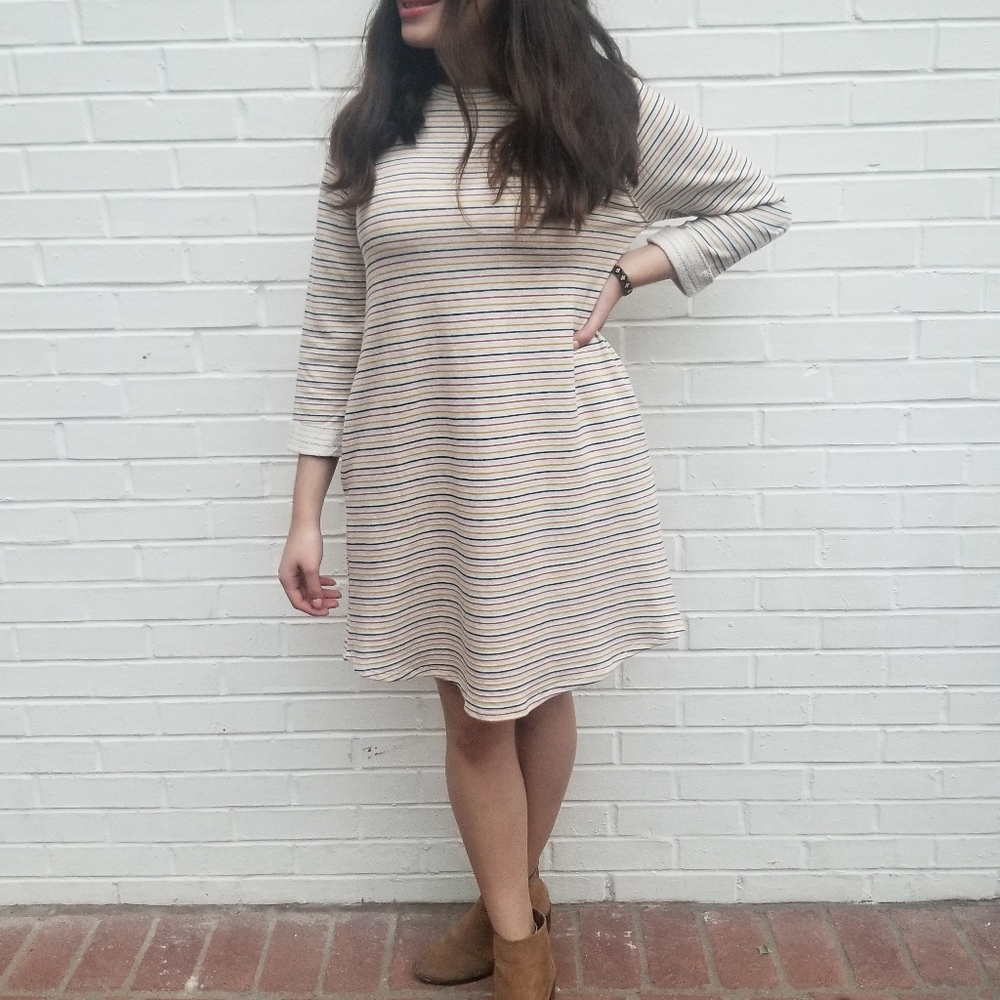 Striped shift dress with pockets